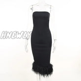 Hnewly Women Elegant Black Party Dresses Strapless Backless Bodycon Summer Dress Sexy Corset Top